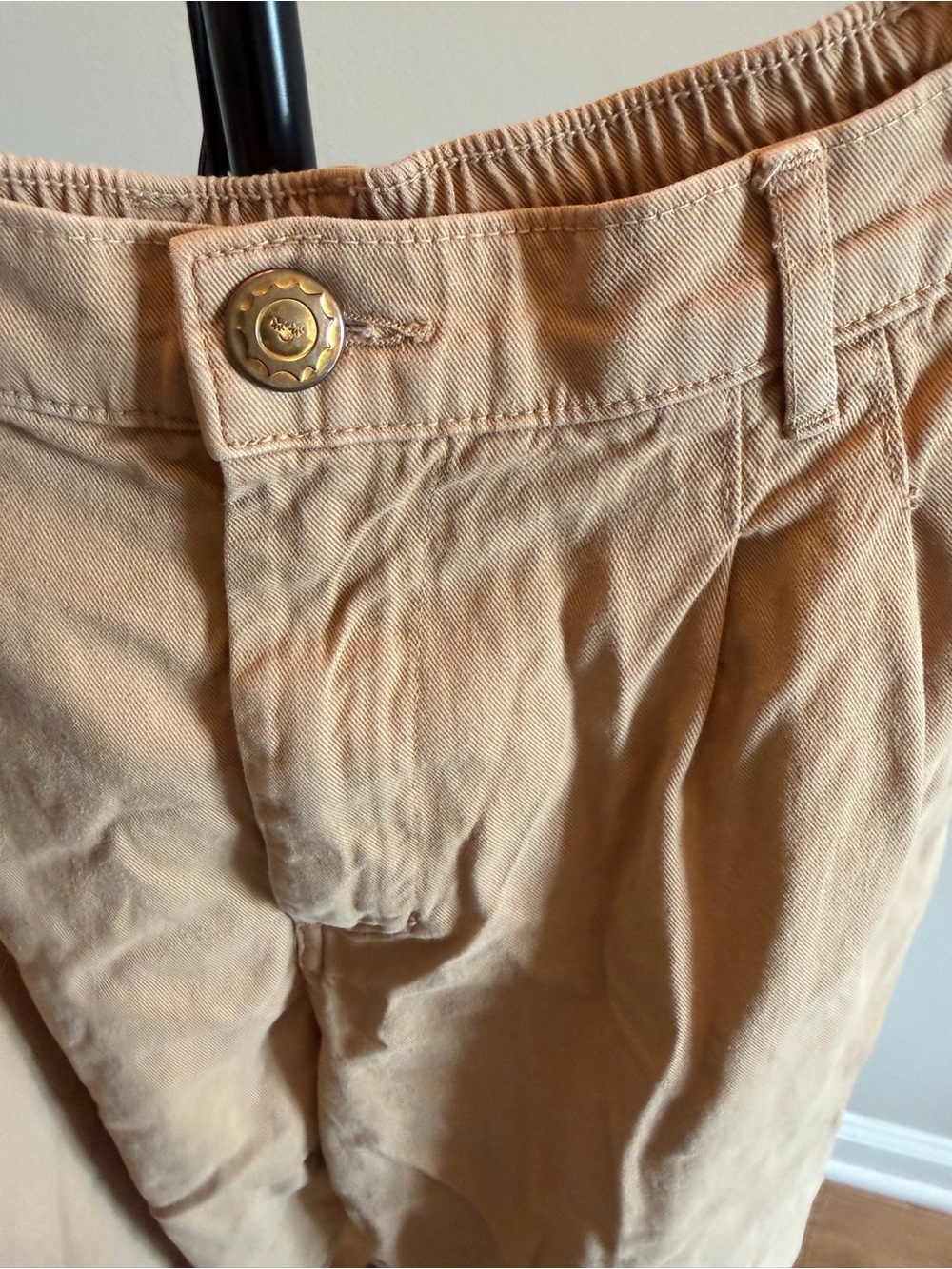 Big Bud Press Women's Trousers in Beige-Tan with Gold Button